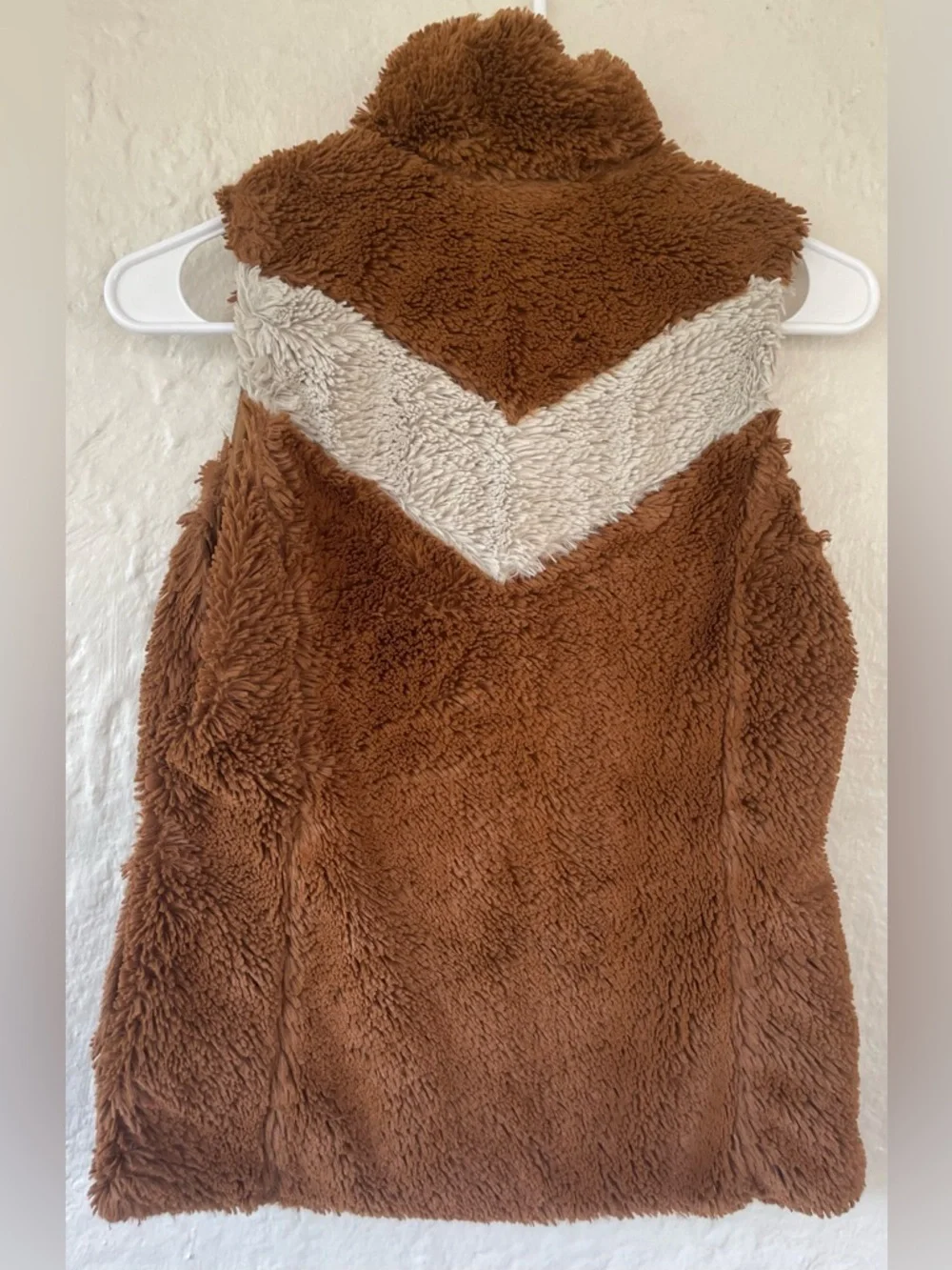Patagonia Womens Los Gatos Fleece Vest Rare Brown Tan Camel Stripe Size XS Lined